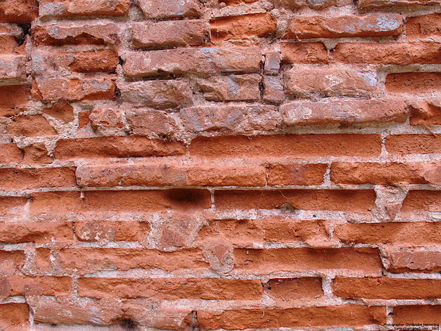 mortar in brick wall